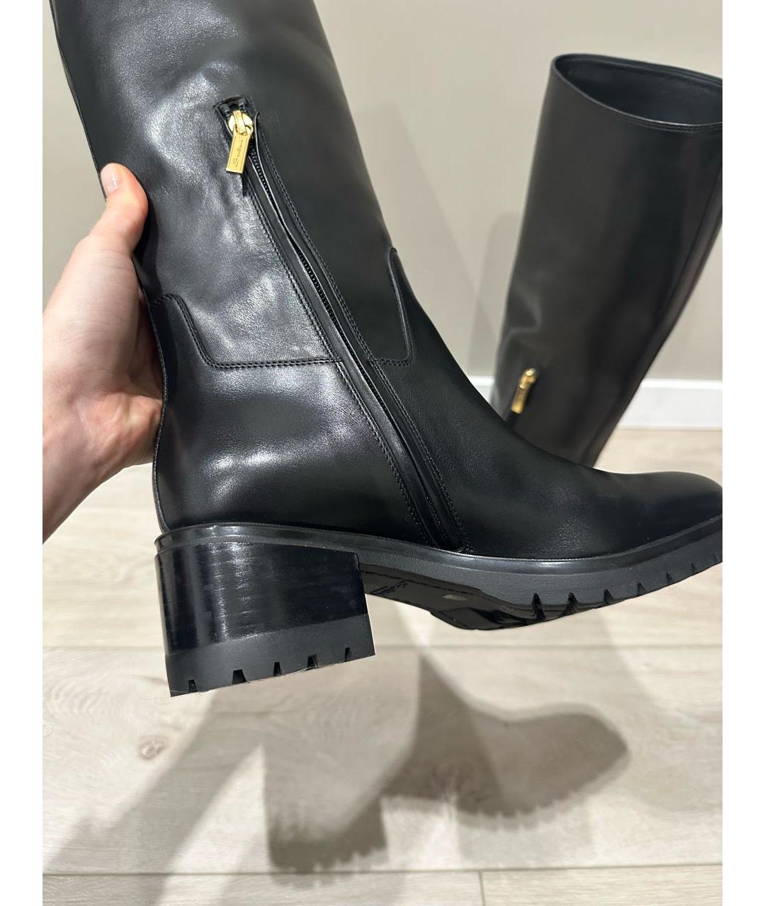 SANTONI Черные кожаные сапоги, фото 5