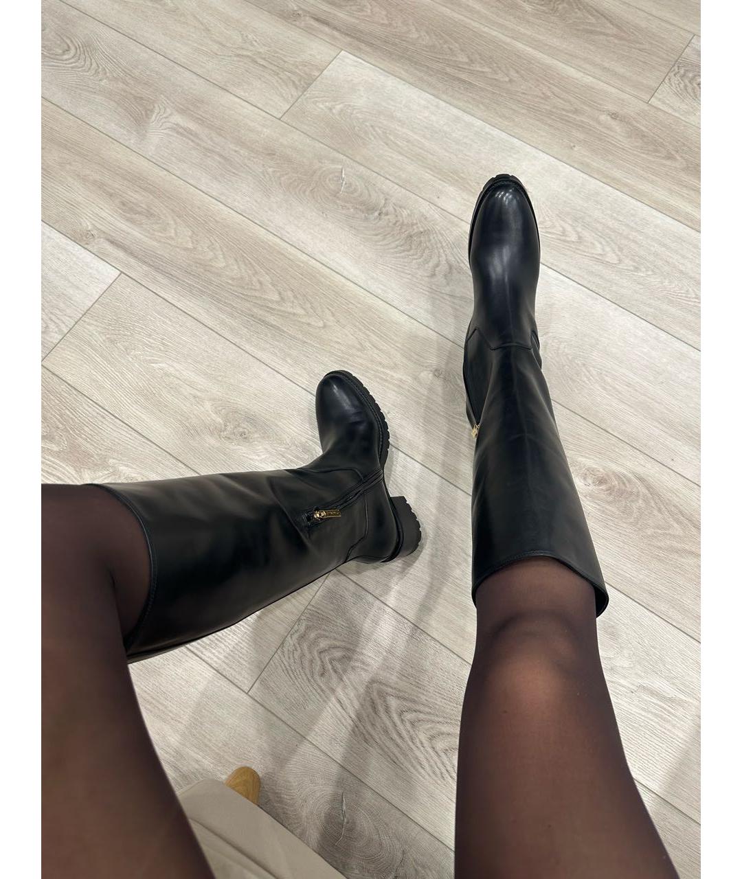 SANTONI Черные кожаные сапоги, фото 7