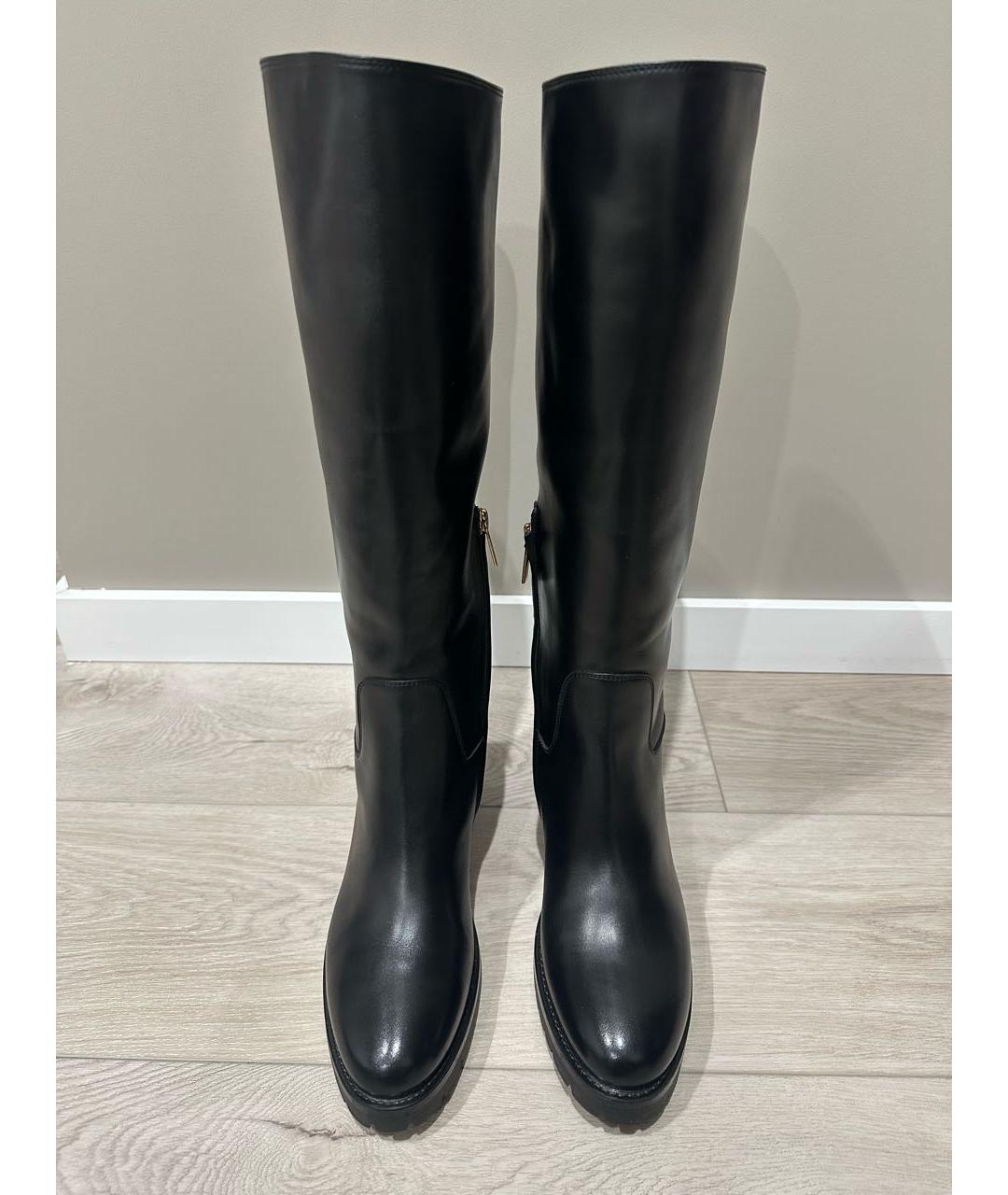 SANTONI Черные кожаные сапоги, фото 2