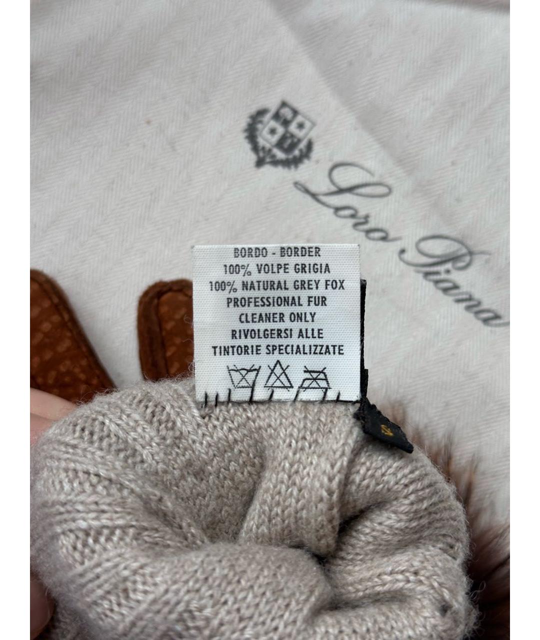 LORO PIANA Коричневые кашемировые перчатки, фото 7