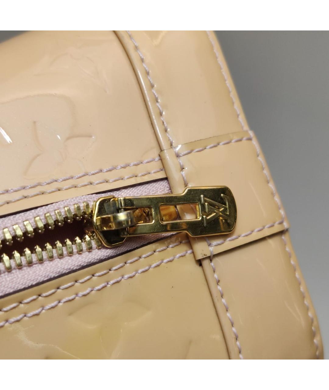 LOUIS VUITTON Бежевая кожаная сумка с короткими ручками, фото 7