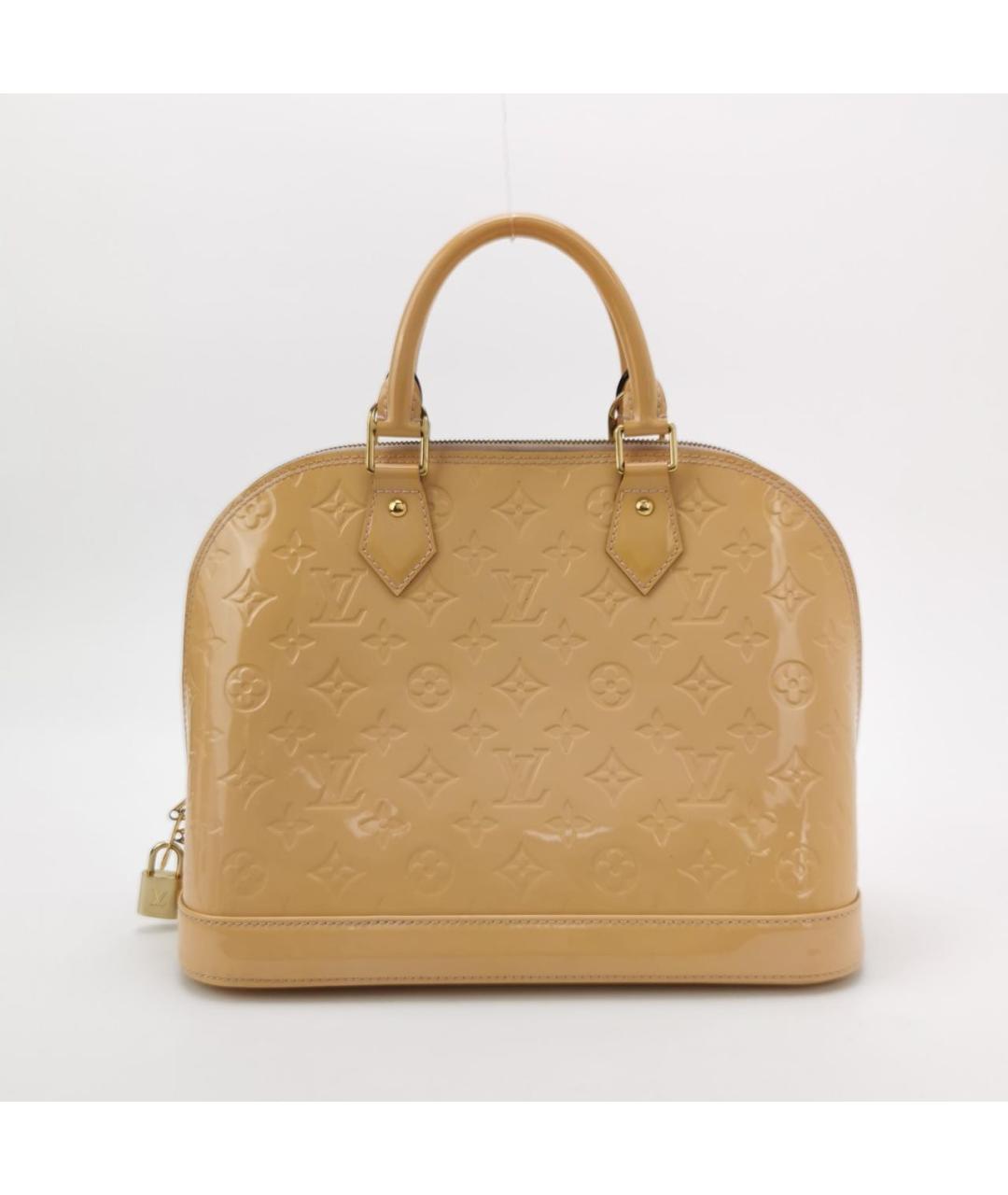 LOUIS VUITTON Бежевая кожаная сумка с короткими ручками, фото 9