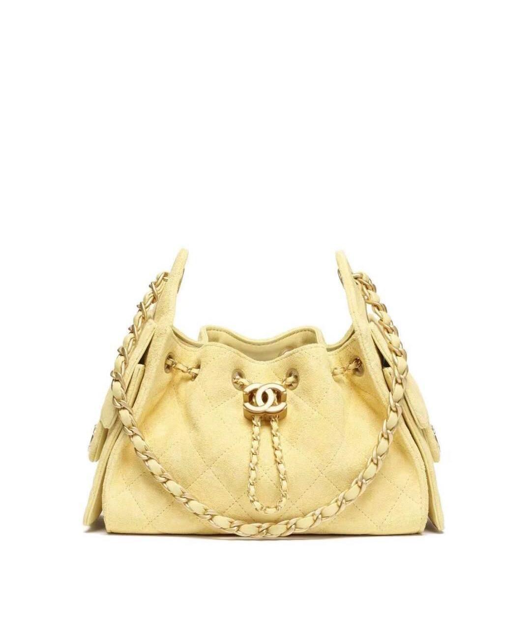 CHANEL Желтая замшевая сумка через плечо, фото 1