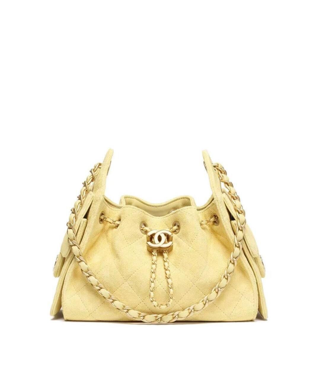 CHANEL Желтая замшевая сумка через плечо, фото 2