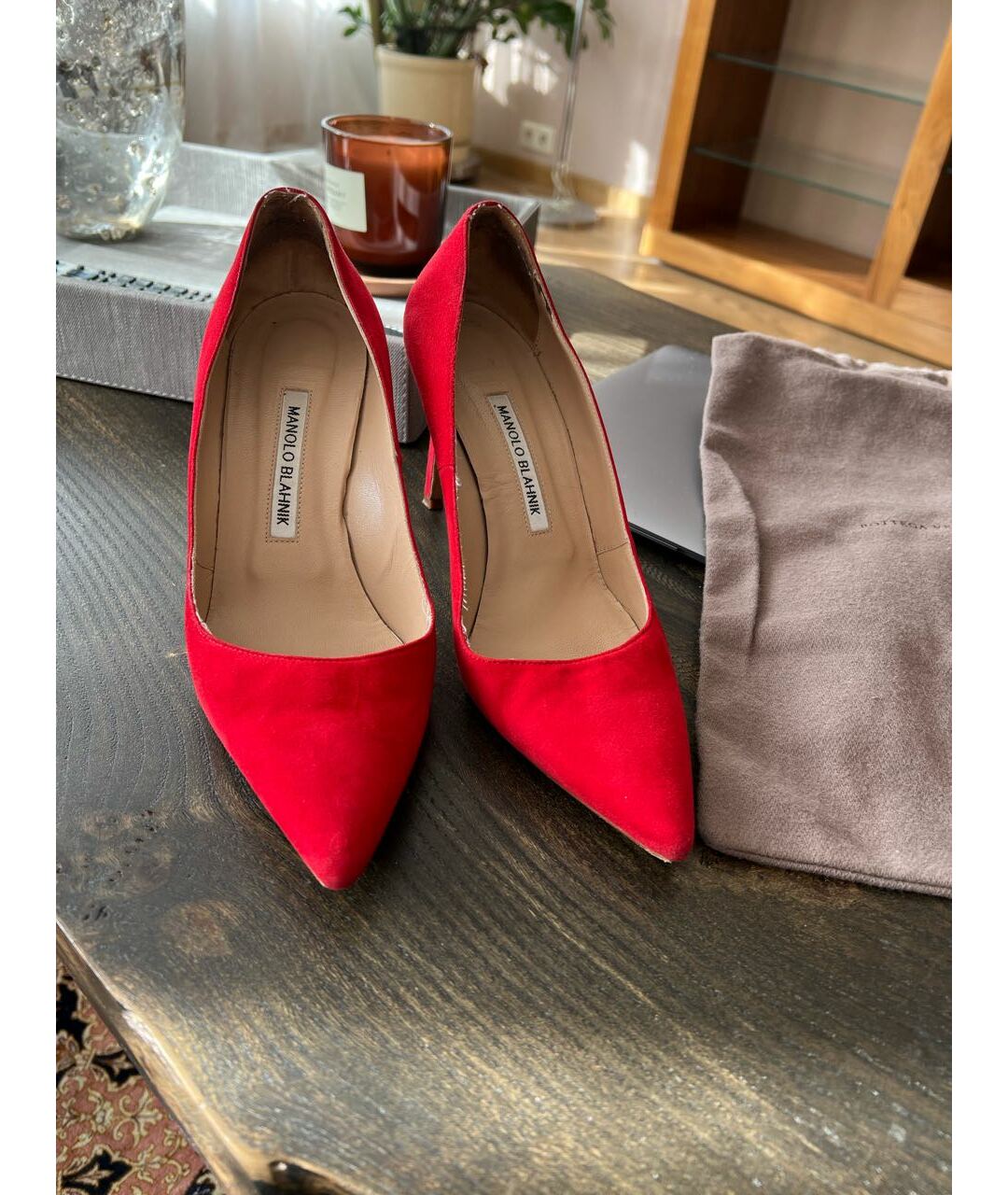 MANOLO BLAHNIK Красные замшевые туфли, фото 2