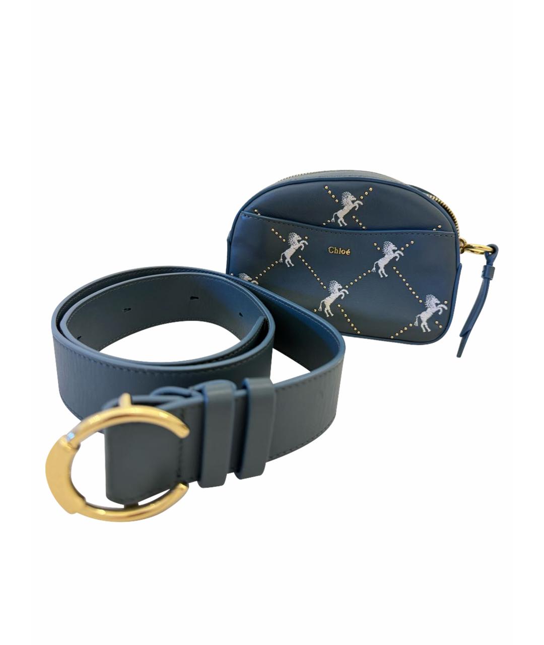 CHLOE Синяя кожаная поясная сумка, фото 1