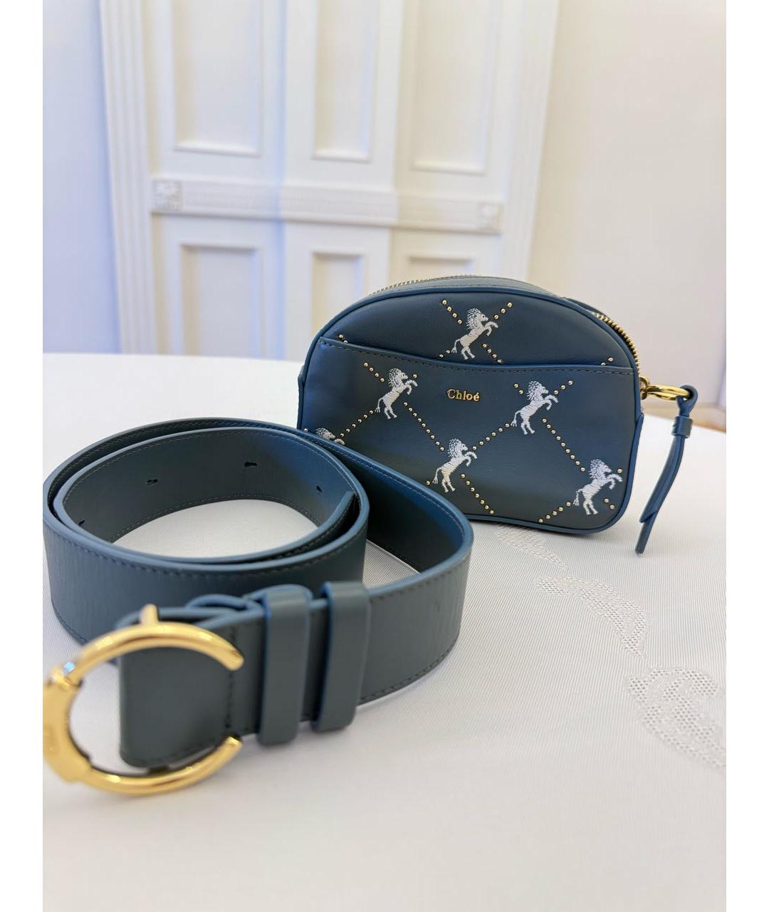 CHLOE Синяя кожаная поясная сумка, фото 5