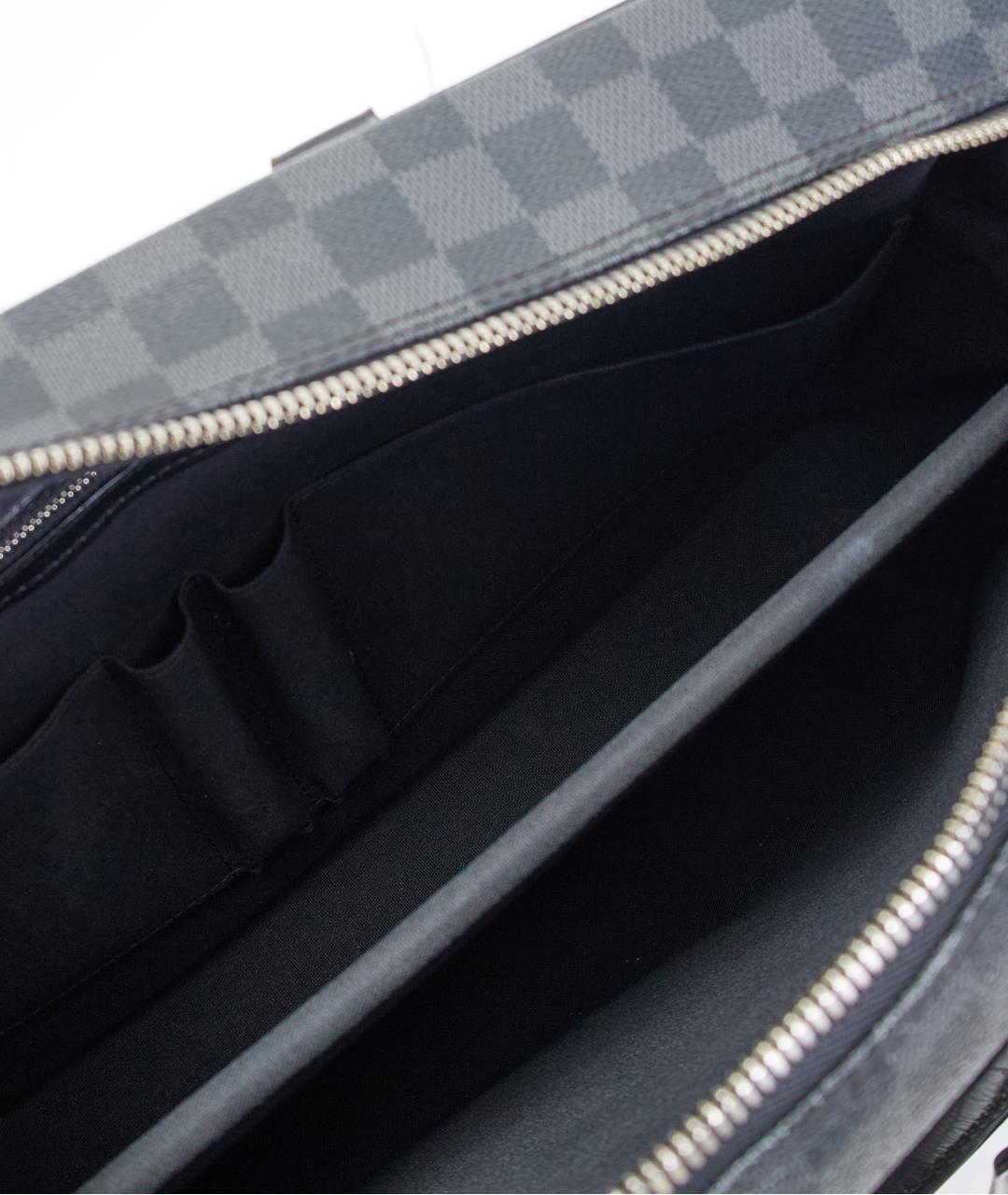 LOUIS VUITTON Черный кожаный портфель, фото 5