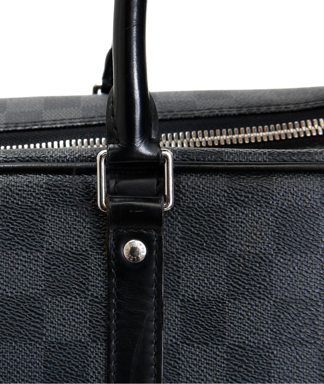 LOUIS VUITTON Черный кожаный портфель, фото 4