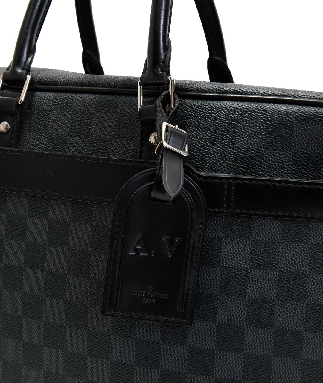 LOUIS VUITTON Черный кожаный портфель, фото 2