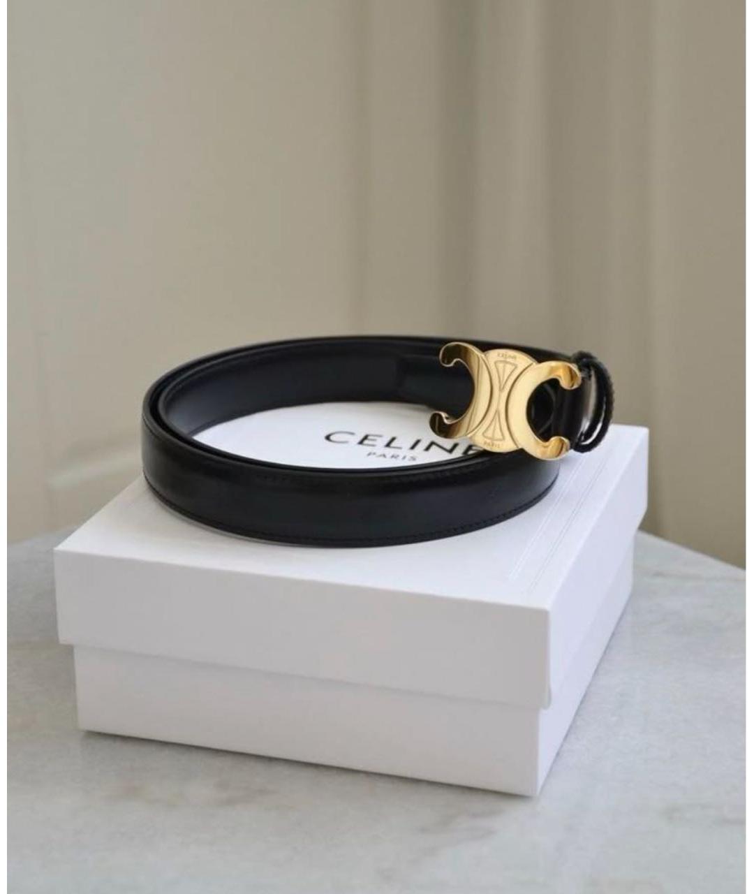 CELINE Черный кожаный ремень, фото 2