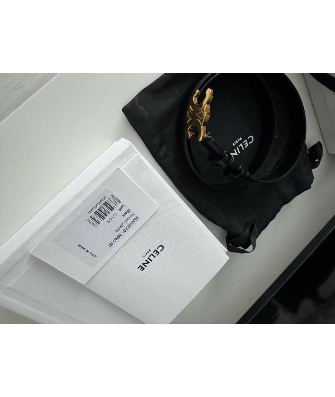 CELINE Черный кожаный ремень, фото 3