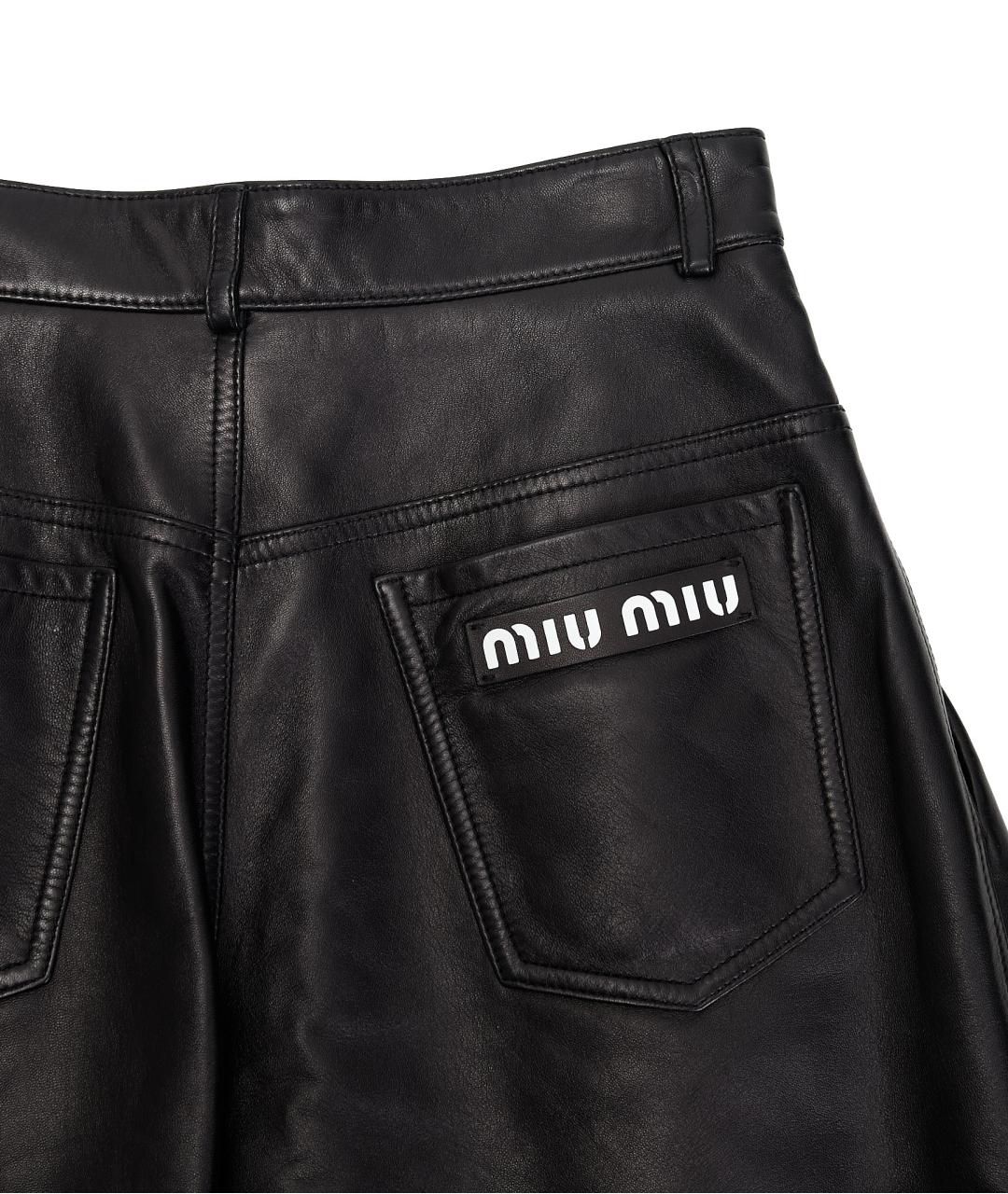 MIU MIU Черные кожаные шорты, фото 5