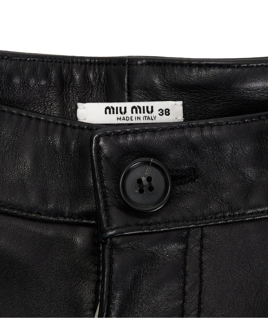 MIU MIU Черные кожаные шорты, фото 4