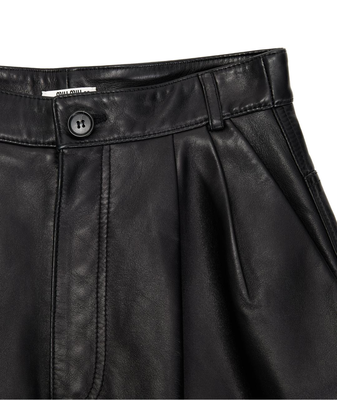 MIU MIU Черные кожаные шорты, фото 3