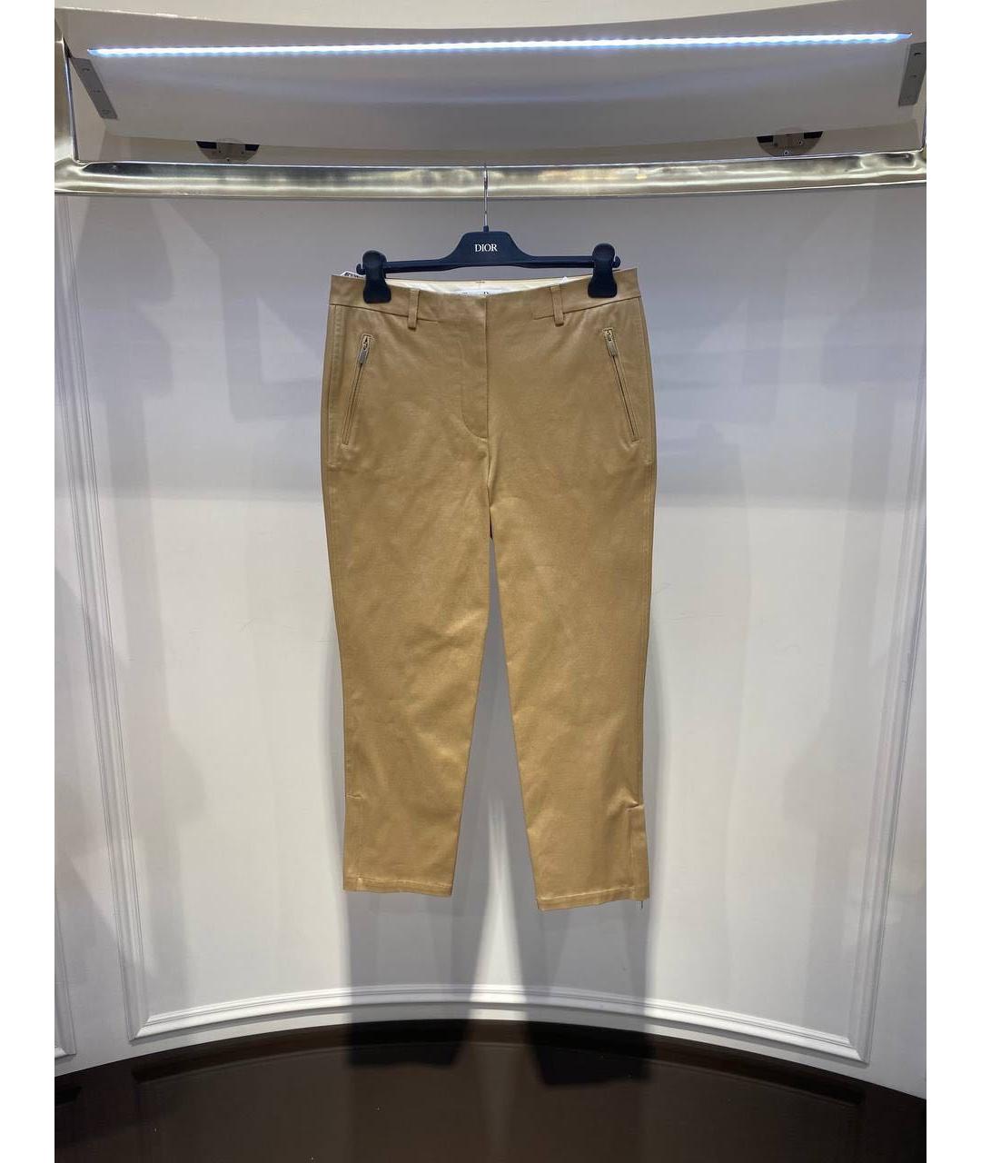 CHRISTIAN DIOR Бежевые хлопковые прямые брюки, фото 3