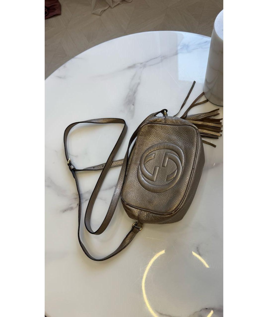 GUCCI Бежевая кожаная сумка через плечо, фото 6