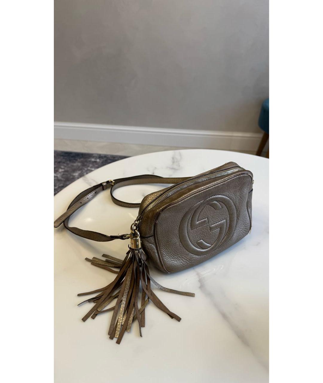 GUCCI Бежевая кожаная сумка через плечо, фото 2