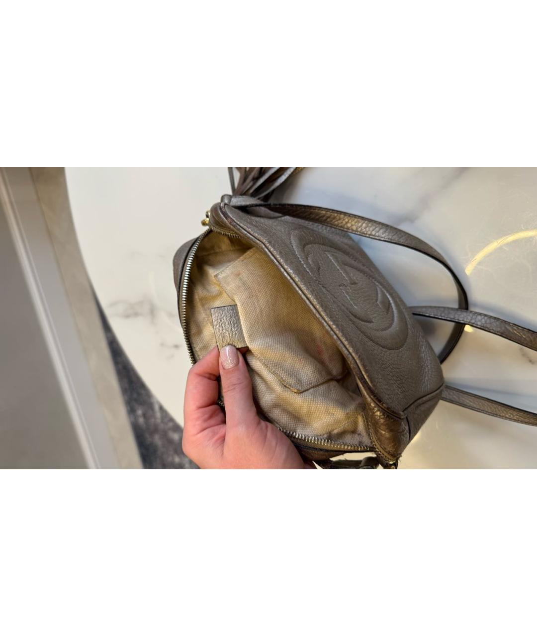 GUCCI Бежевая кожаная сумка через плечо, фото 5