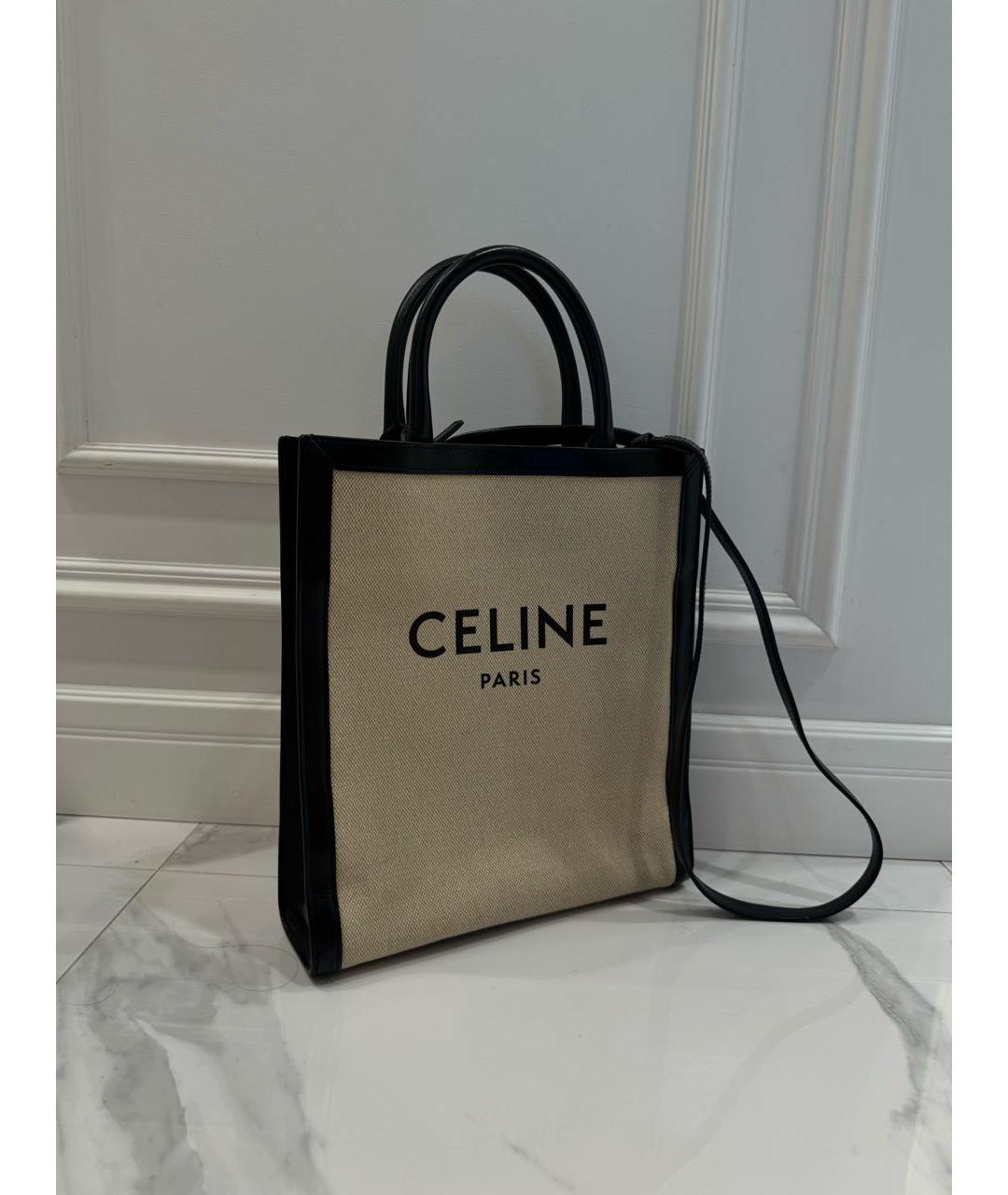 CELINE Бежевая кожаная сумка тоут, фото 2