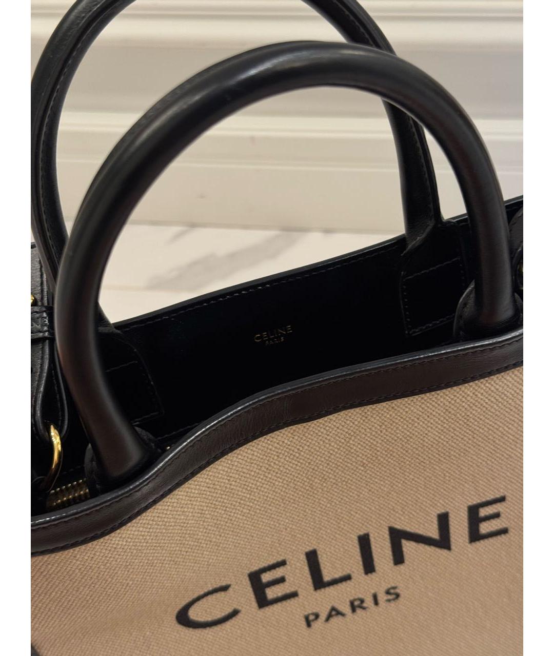 CELINE Бежевая кожаная сумка тоут, фото 4