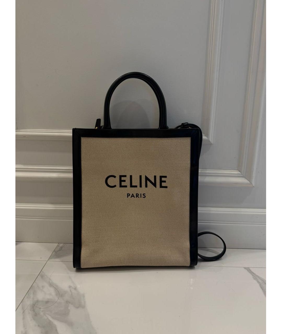 CELINE Бежевая кожаная сумка тоут, фото 6