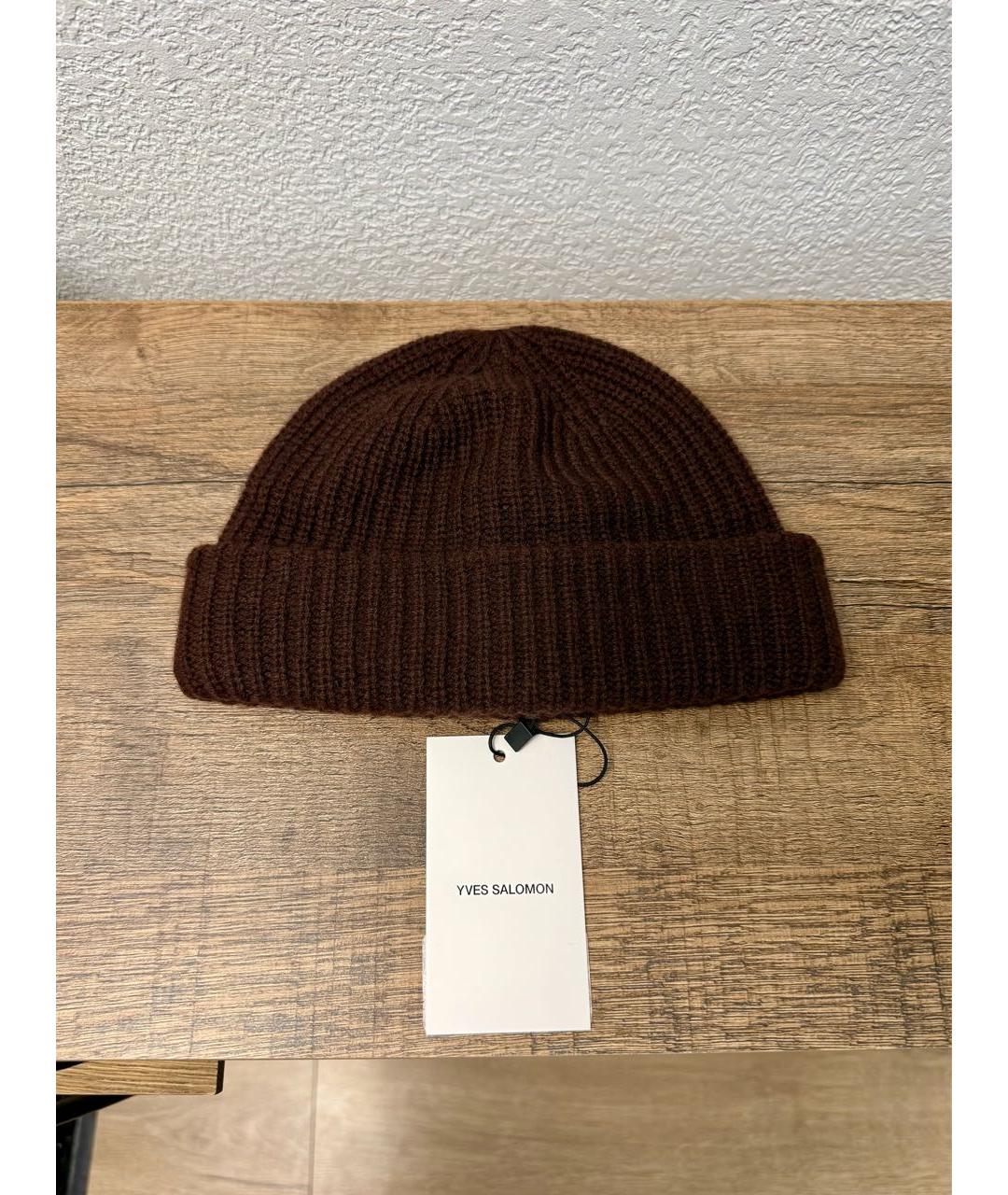 YVES SALOMON Коричневая кашемировая шапка, фото 6