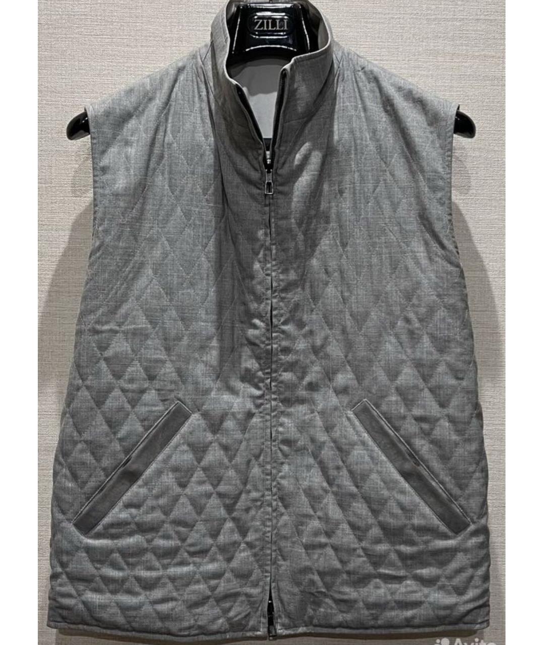 LORO PIANA Серый шерстяной жилет, фото 9