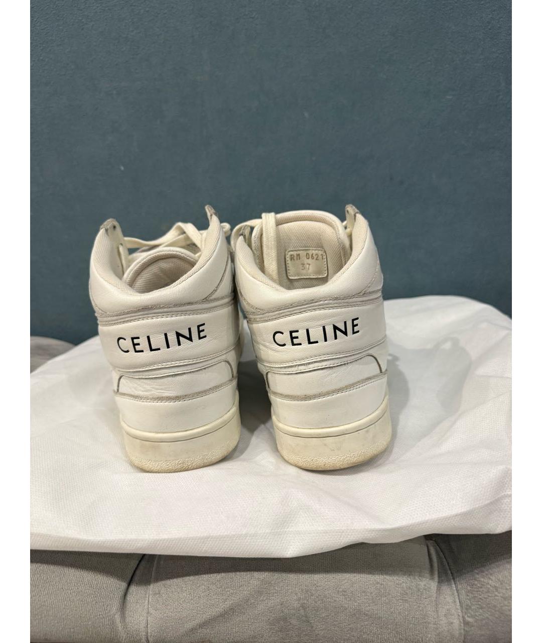 CELINE Белые кожаные кроссовки, фото 4