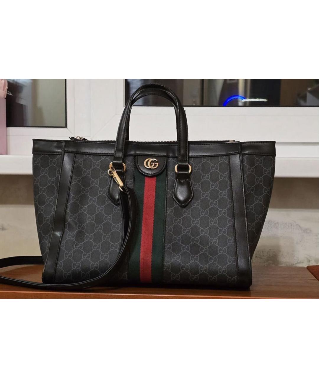 GUCCI Черная тканевая сумка с короткими ручками, фото 9