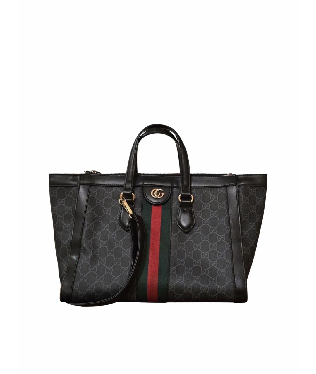 GUCCI Черная тканевая сумка с короткими ручками, фото 1