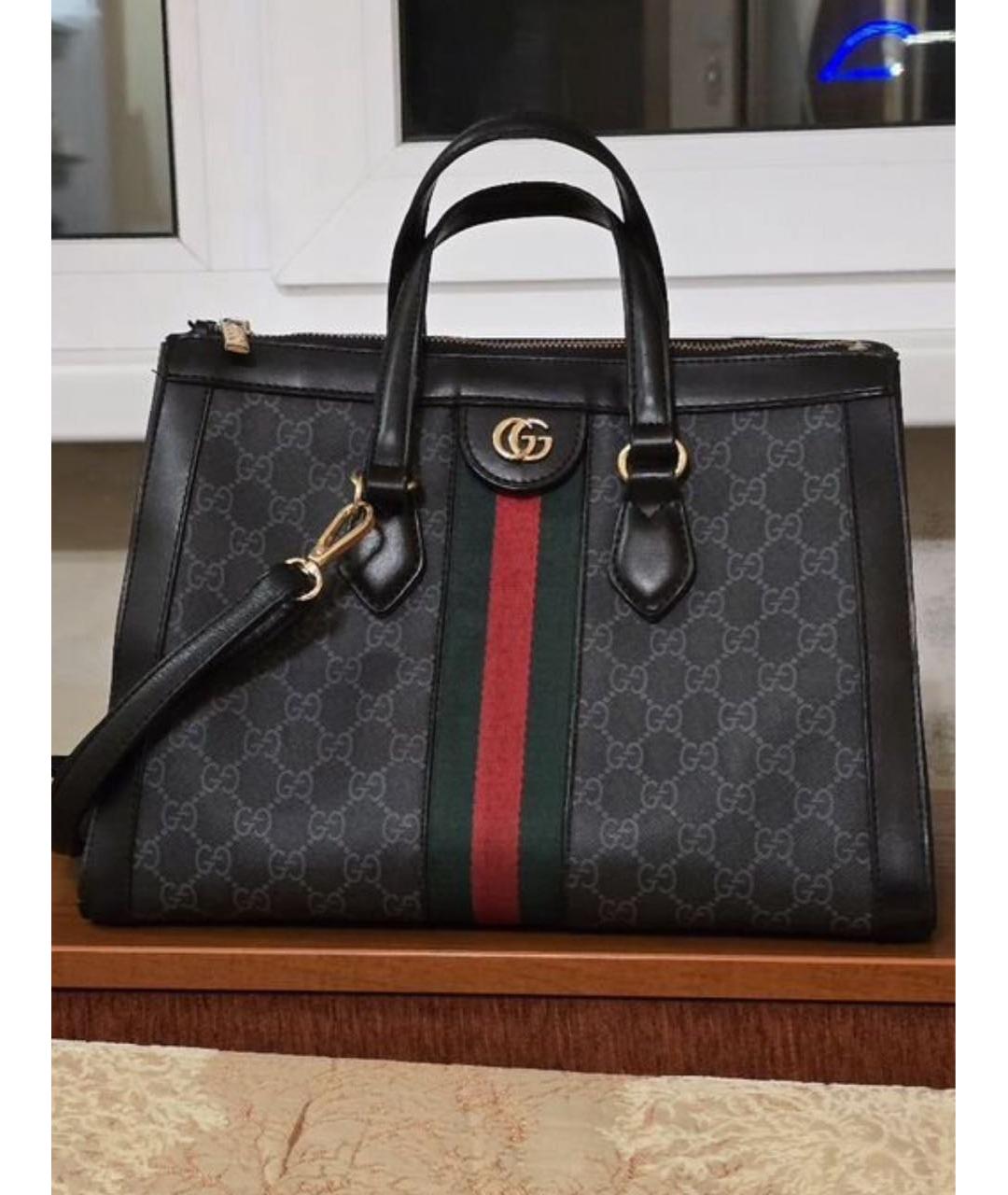 GUCCI Черная тканевая сумка с короткими ручками, фото 2