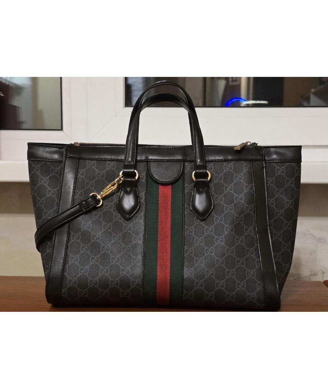 GUCCI Черная тканевая сумка с короткими ручками, фото 3