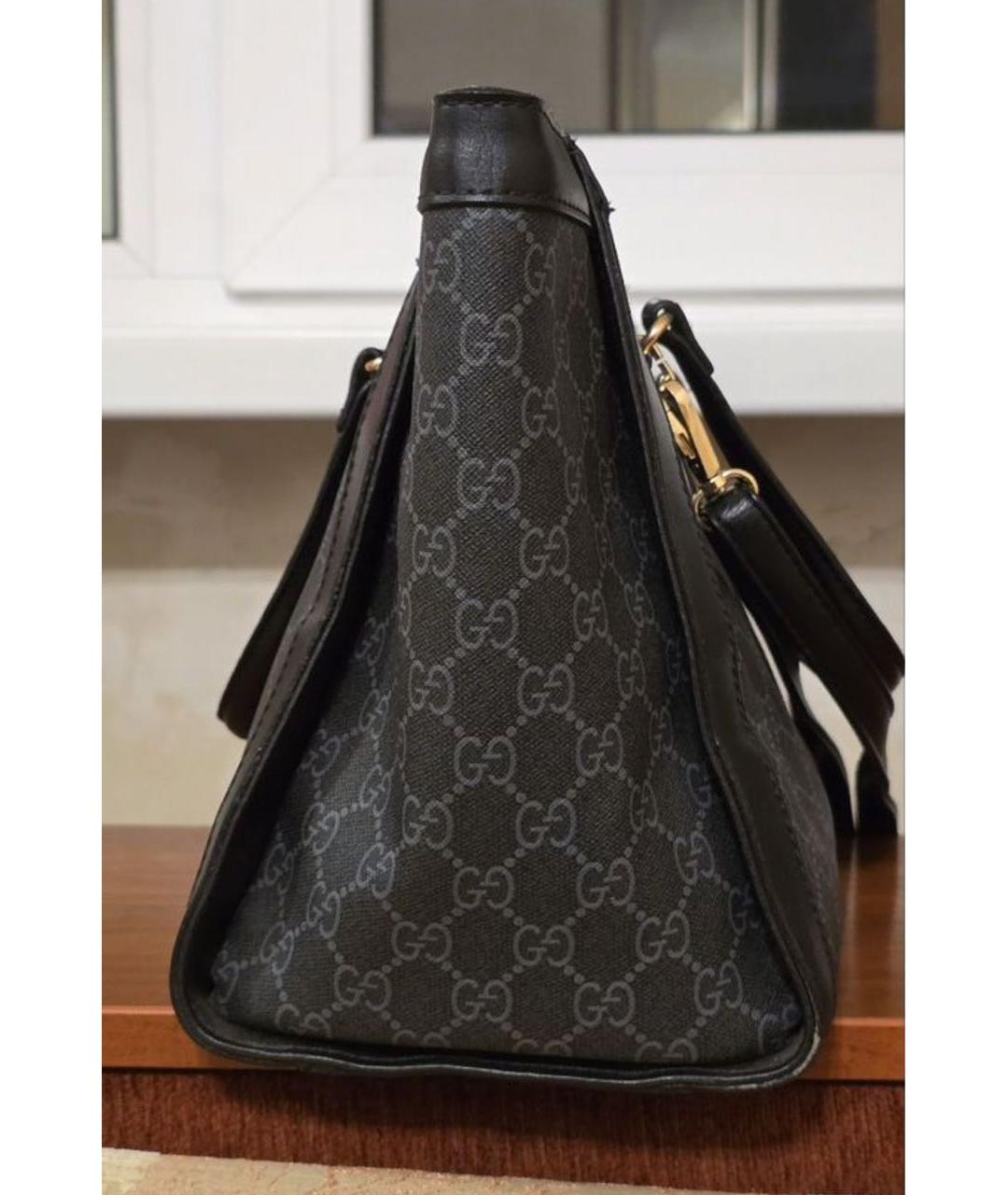 GUCCI Черная тканевая сумка с короткими ручками, фото 4