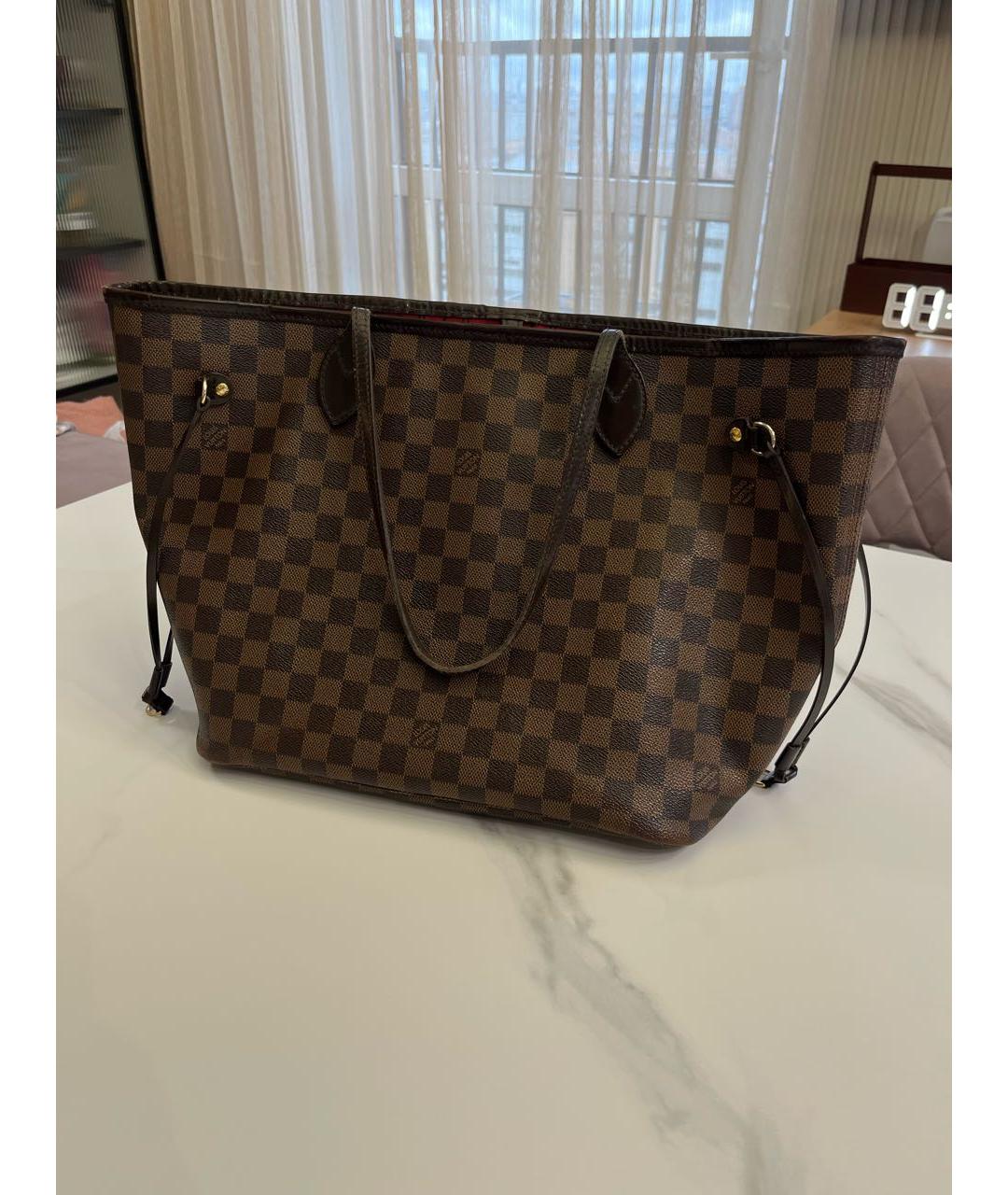 LOUIS VUITTON Коричневая кожаная сумка тоут, фото 2