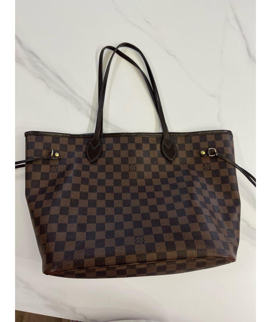 LOUIS VUITTON Коричневая кожаная сумка тоут, фото 7