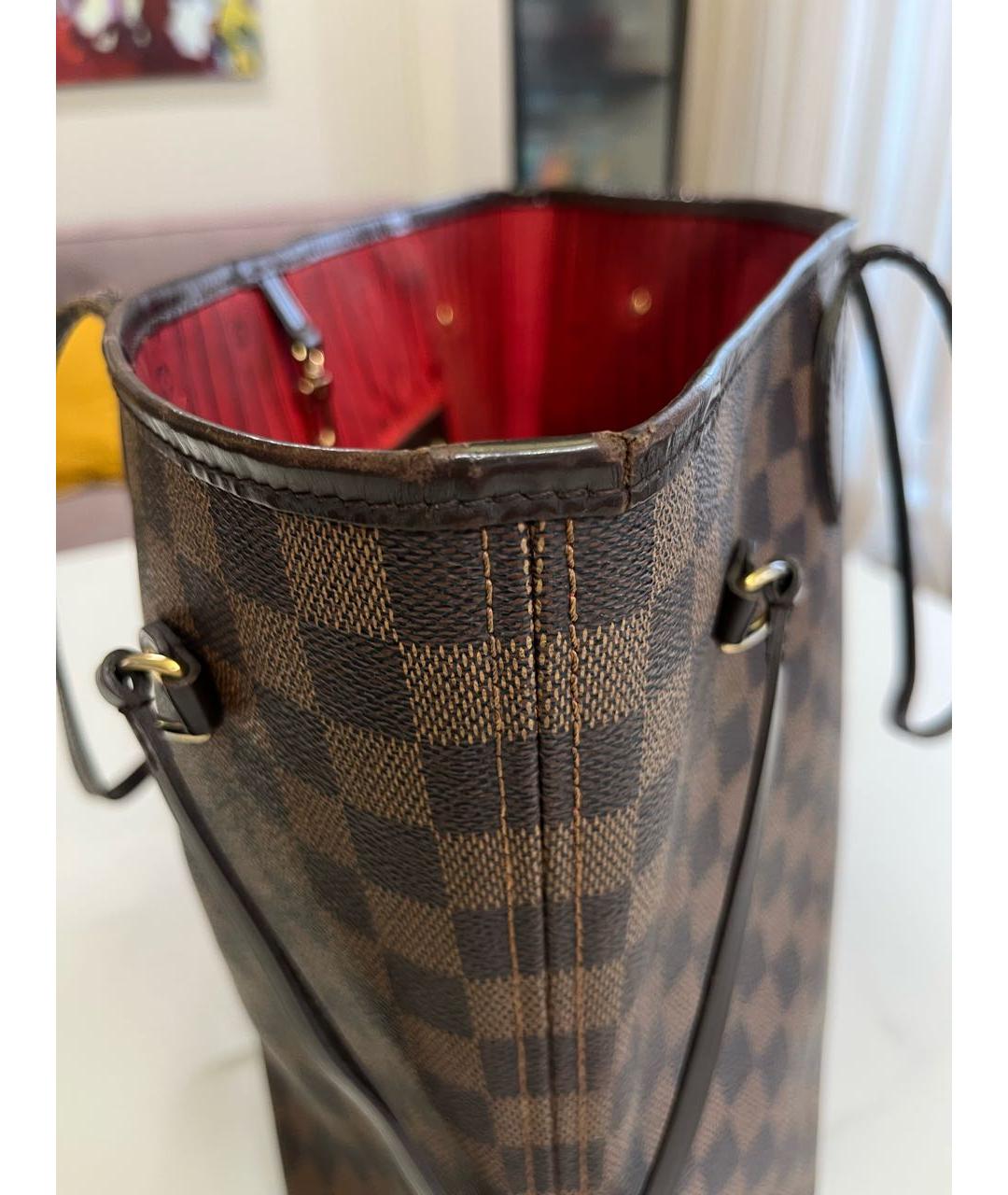 LOUIS VUITTON Коричневая кожаная сумка тоут, фото 3