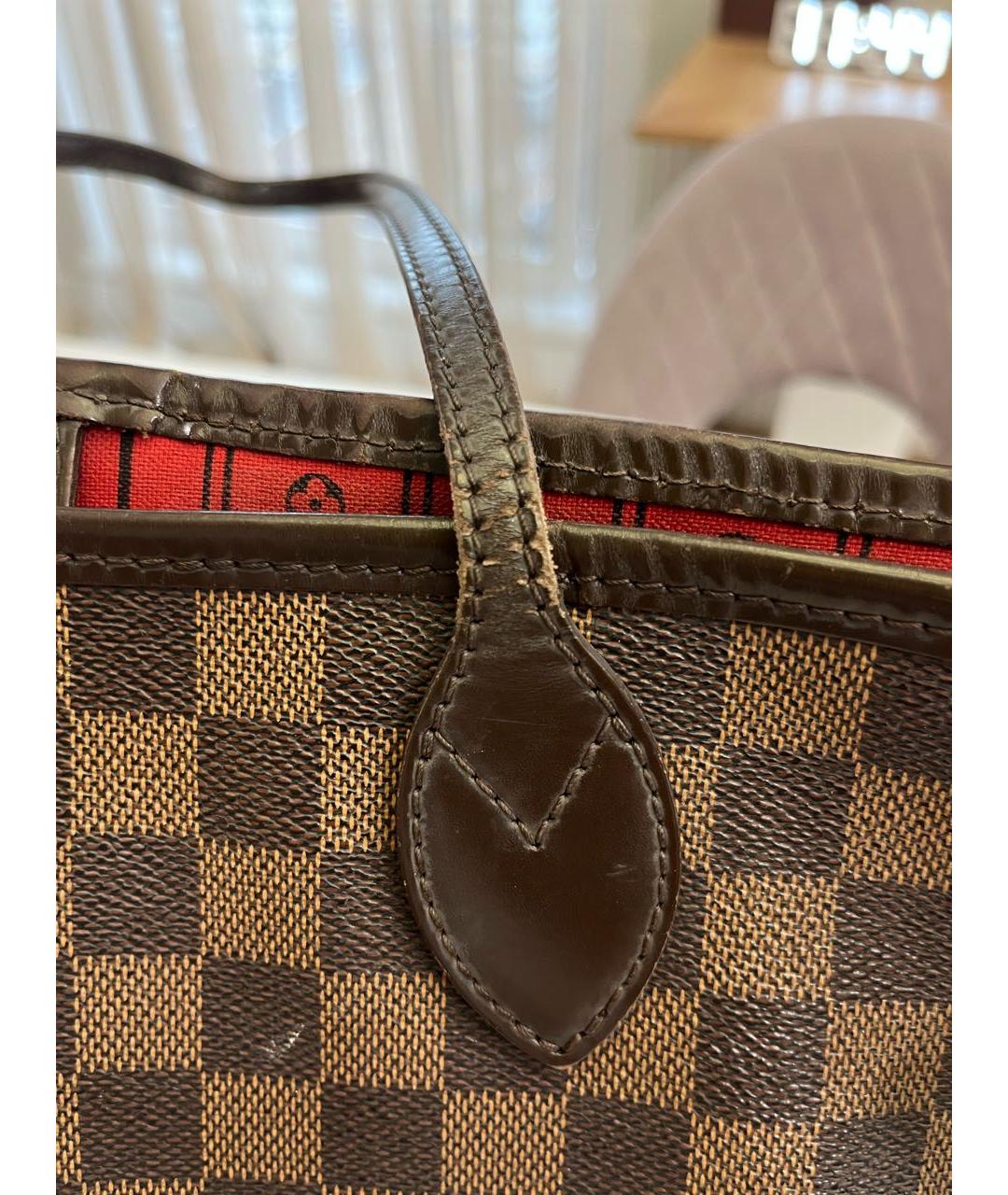 LOUIS VUITTON Коричневая кожаная сумка тоут, фото 5