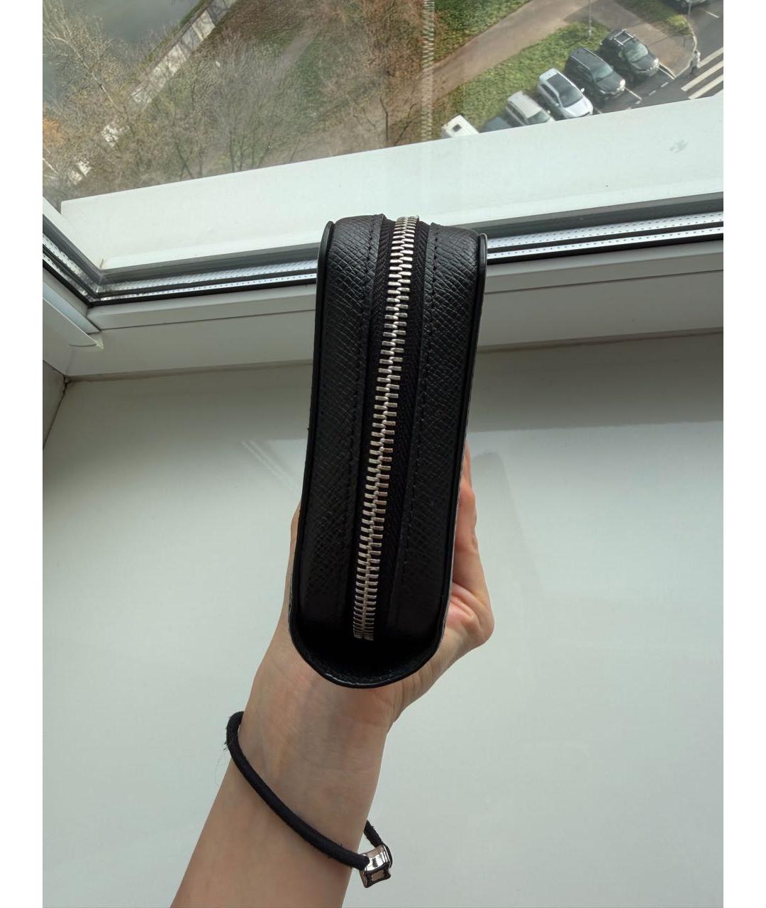 LOUIS VUITTON Черный кожаный кардхолдер, фото 3