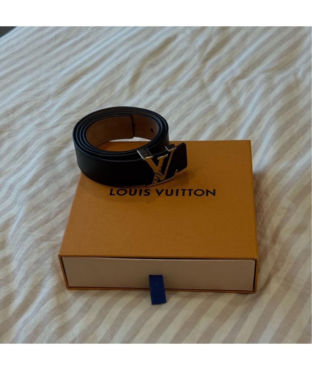 LOUIS VUITTON Черный кожаный ремень, фото 4