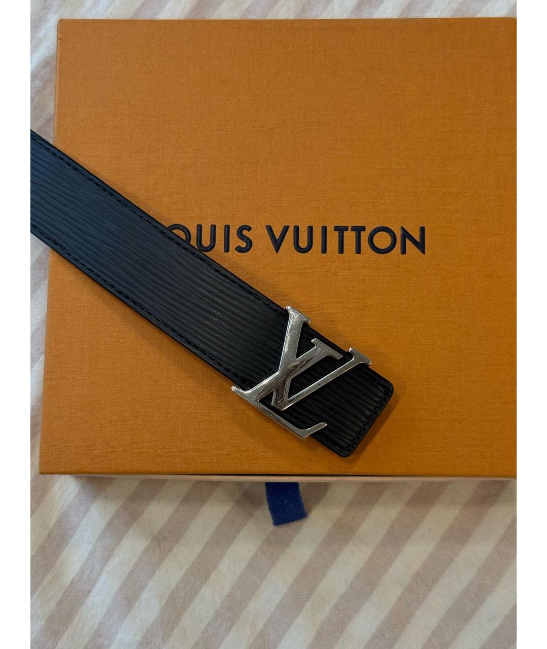 LOUIS VUITTON Черный кожаный ремень, фото 2