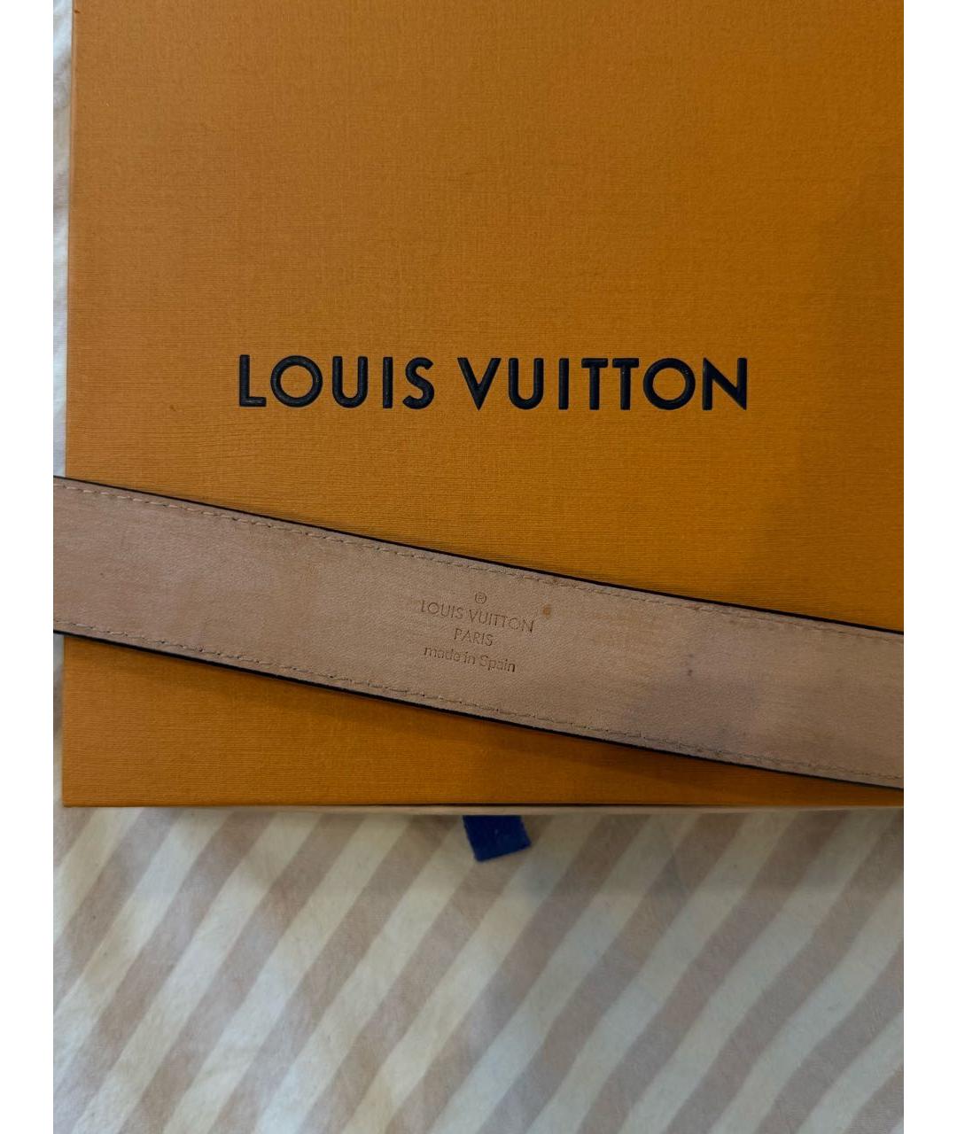 LOUIS VUITTON Черный кожаный ремень, фото 3