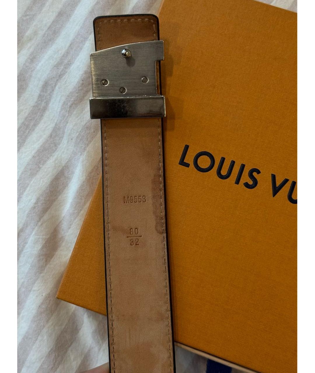 LOUIS VUITTON Черный кожаный ремень, фото 6