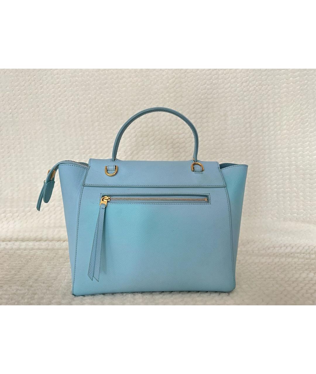 CELINE Голубая кожаная сумка через плечо, фото 3