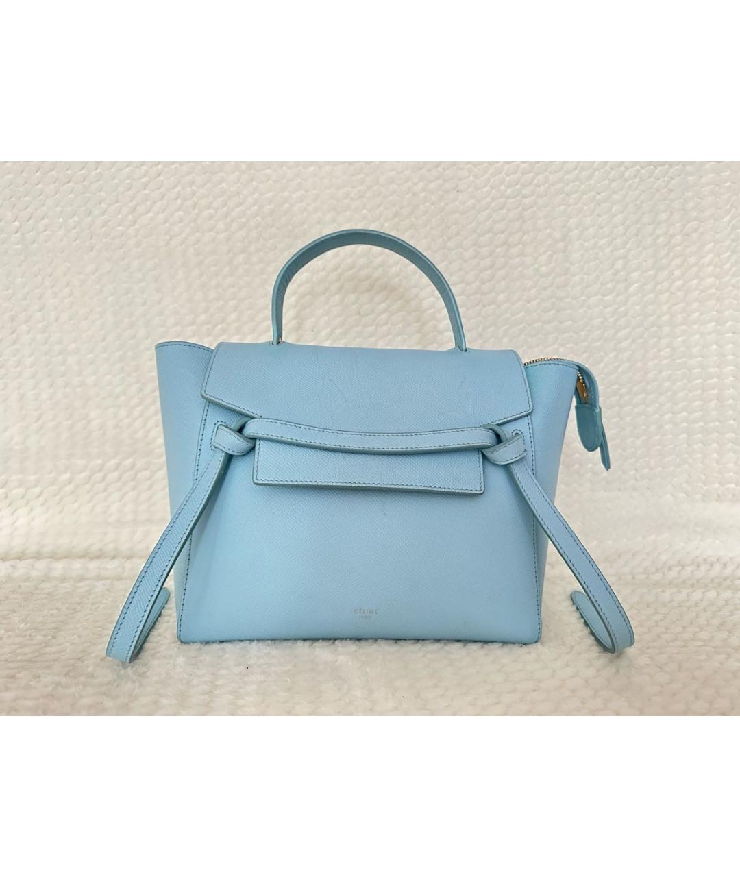 CELINE Голубая кожаная сумка через плечо, фото 6