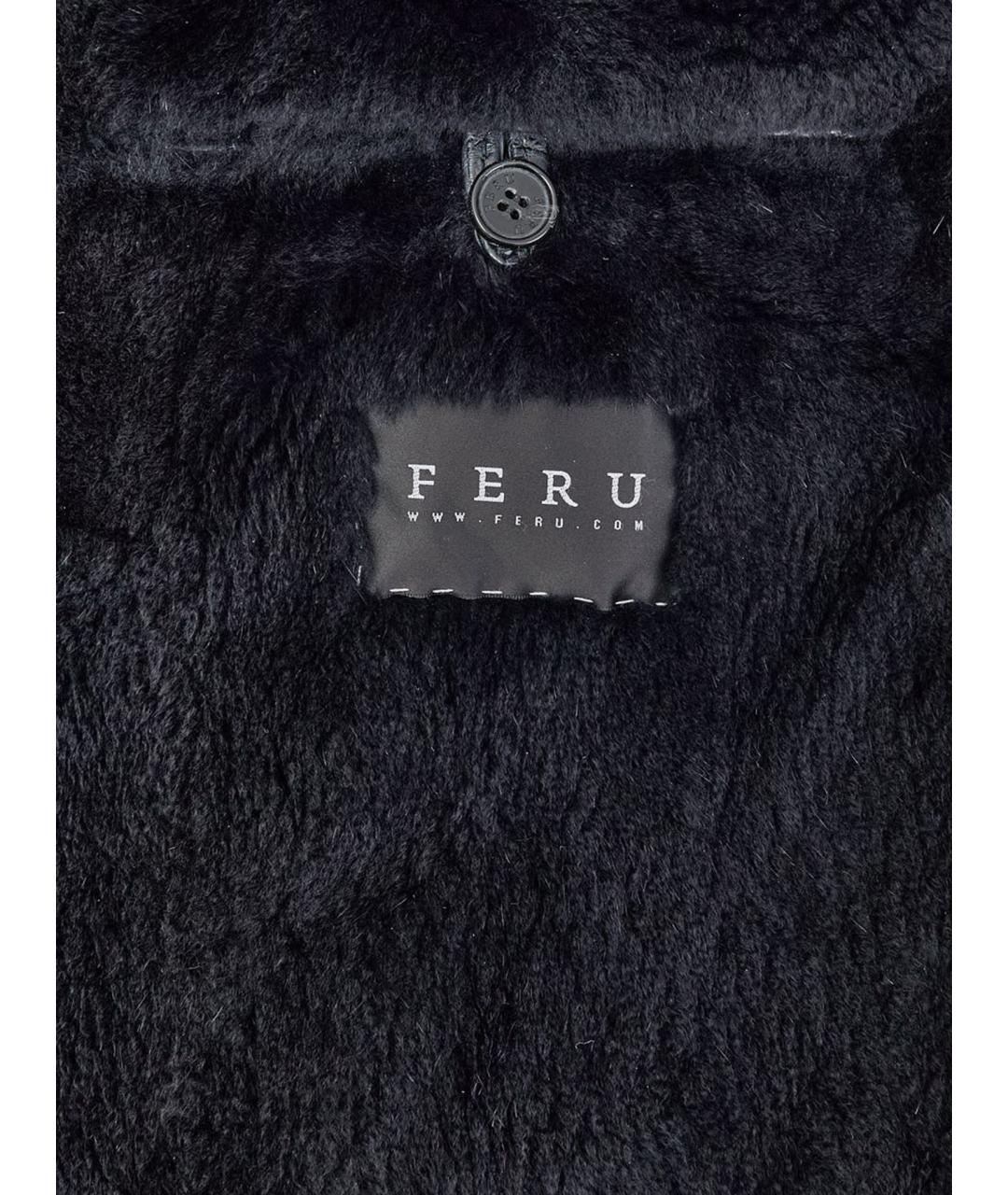 FERU Черное кожаное пальто, фото 11