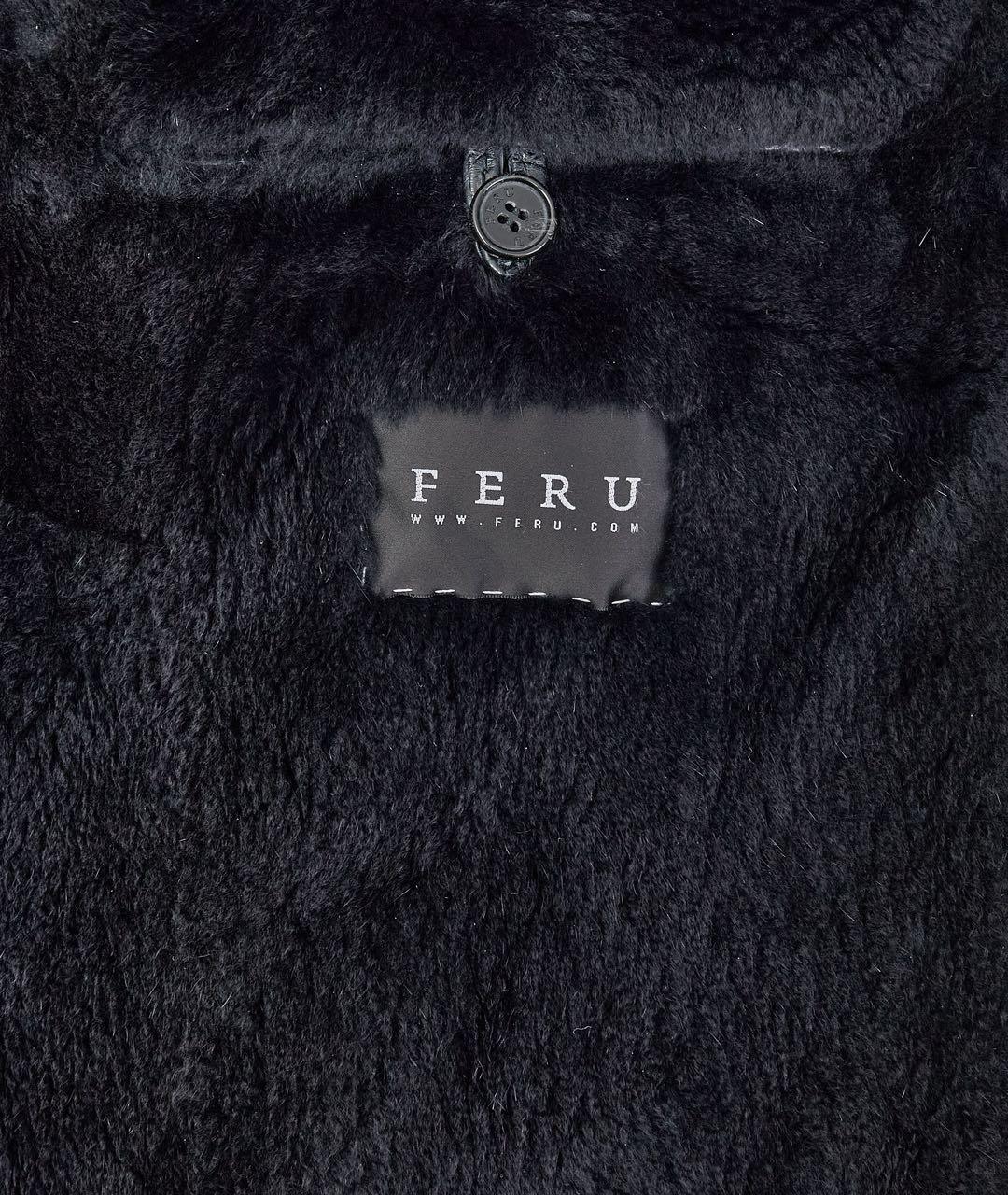 FERU Черное кожаное пальто, фото 5
