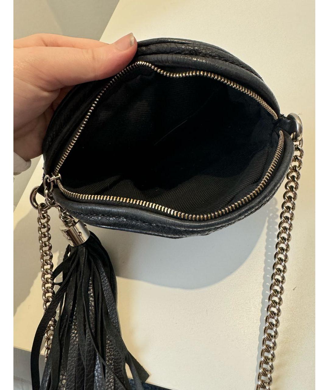 GUCCI Черная кожаная сумка через плечо, фото 4