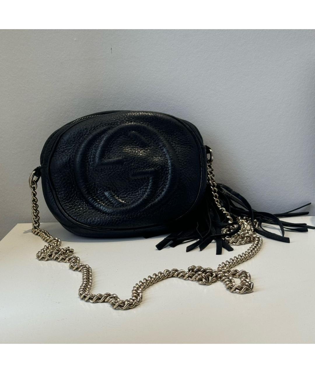 GUCCI Черная кожаная сумка через плечо, фото 8
