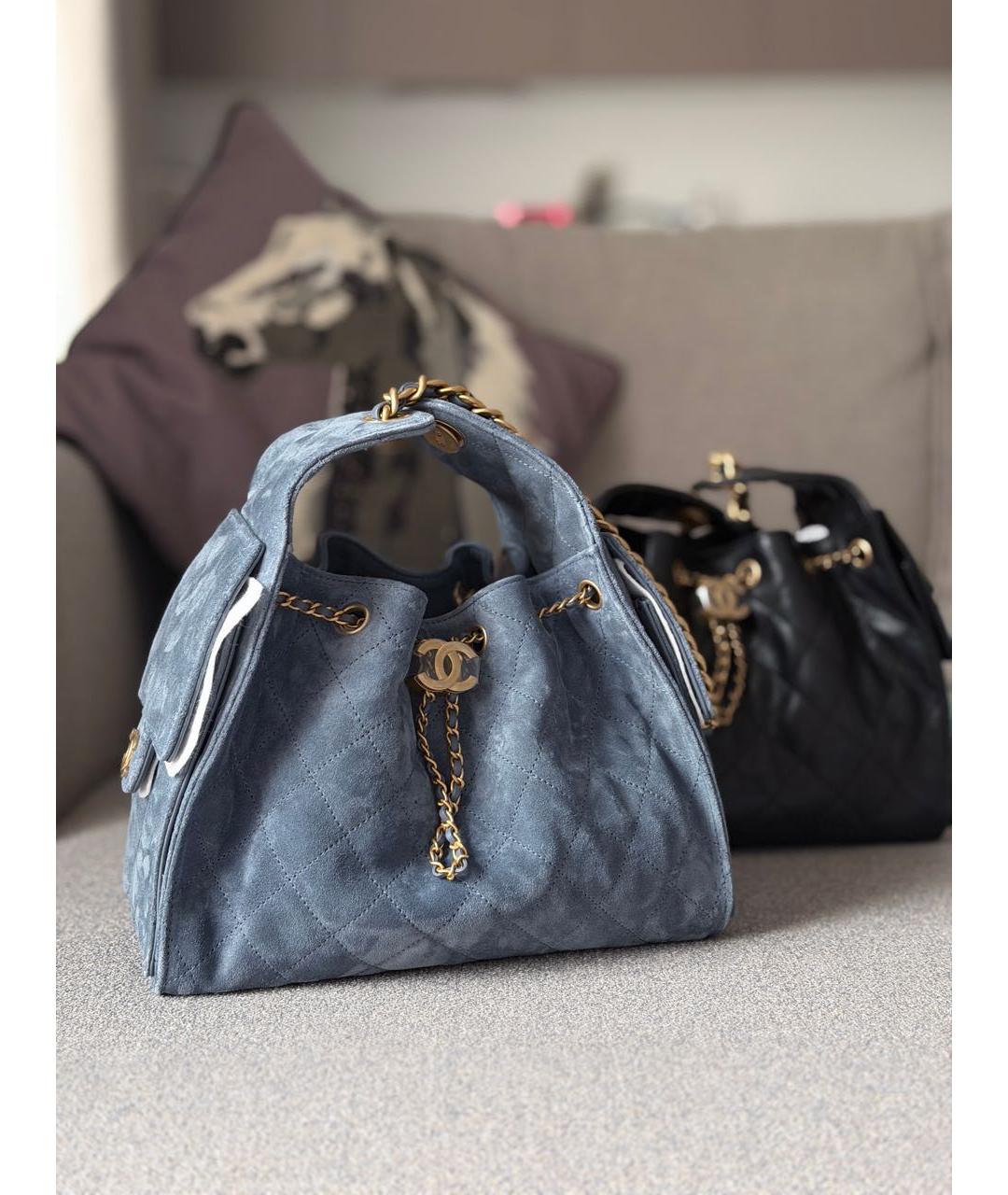 CHANEL Синяя замшевая сумка через плечо, фото 5